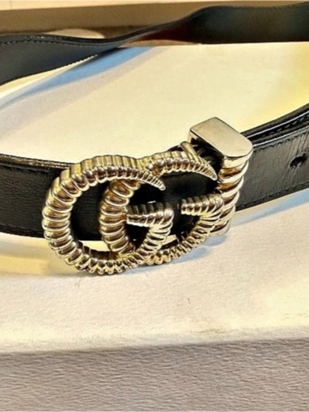 Gucci GG Marmont Torchon Double G Buckle Belt Leather Black